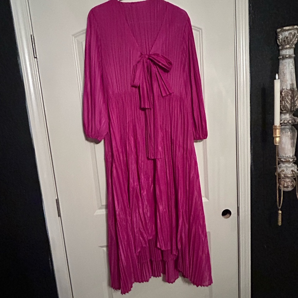Pink Pleated Bow Tie Dress.  One Size